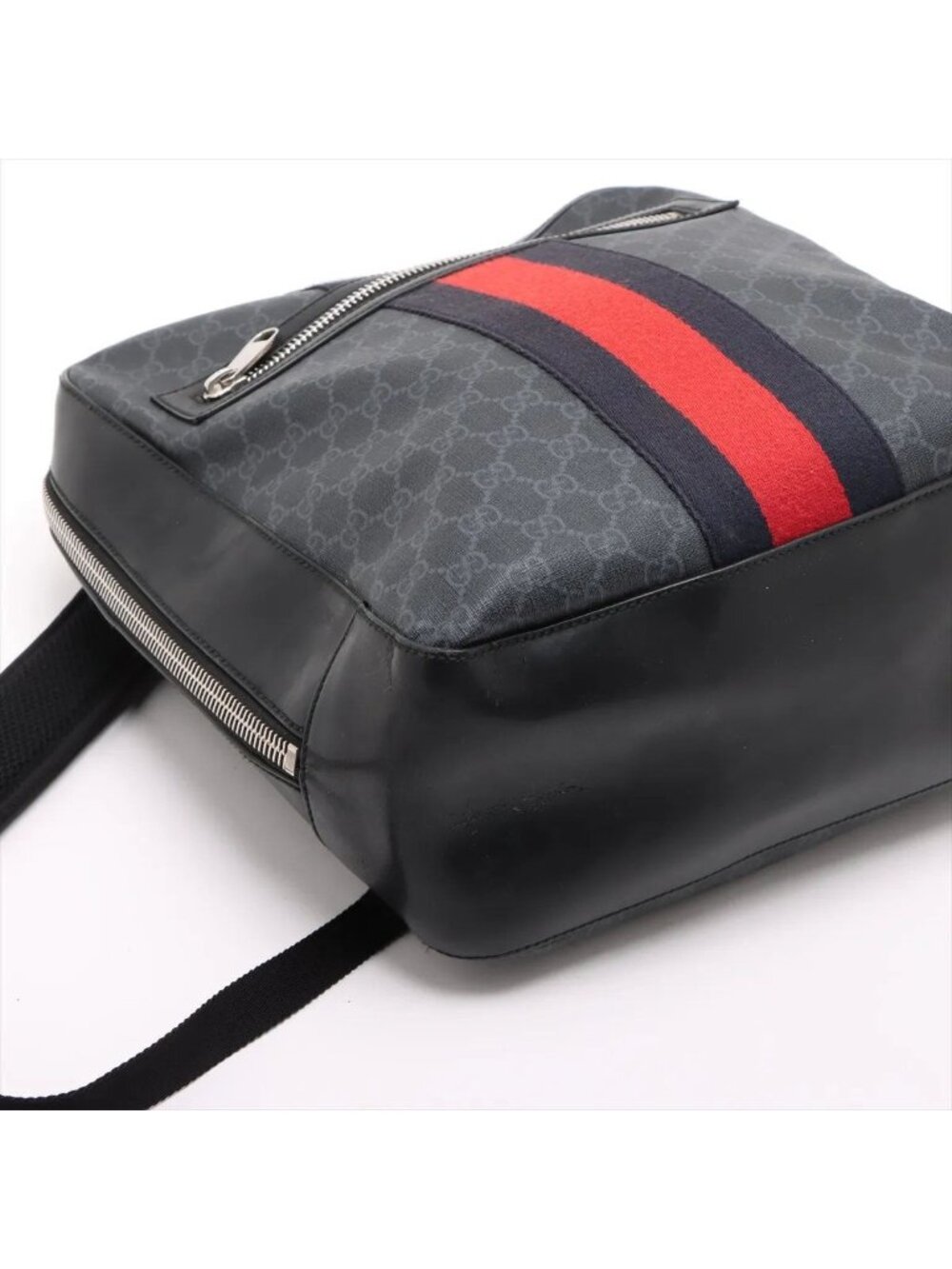 Gucci GG Supreme Sherry Line Leather Backpack Black - Picture 4 of 12